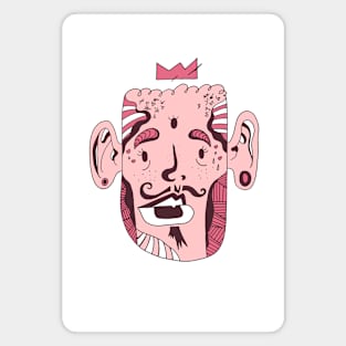 Pink and White Strange King Pierre Magnet